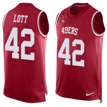 Men's San Francisco 49ers #42 Ronnie Lott Red Hot Pressing Player Name & Number Nike NFL Tank Top Jersey