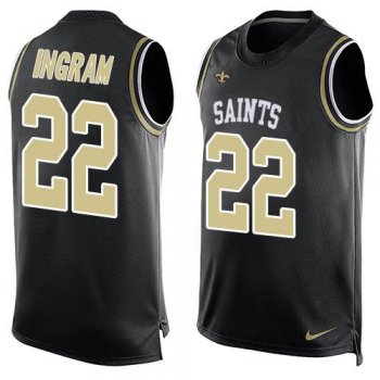 Men's New Orleans Saints #22 Mark Ingram Black Hot Pressing Player Name & Number Nike NFL Tank Top Jersey