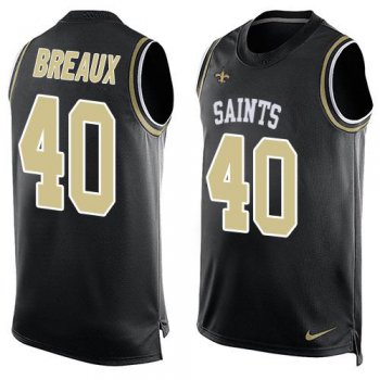 Men's New Orleans Saints #40 Delvin Breaux Black Hot Pressing Player Name & Number Nike NFL Tank Top Jersey