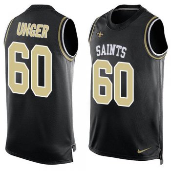 Men's New Orleans Saints #60 Max Unger Black Hot Pressing Player Name & Number Nike NFL Tank Top Jersey