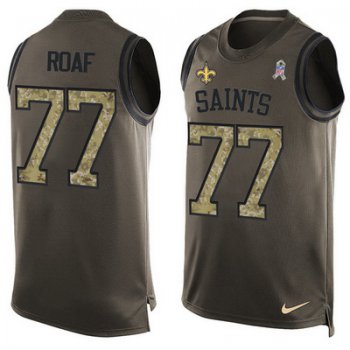 Men's New Orleans Saints #77 Willie Roaf Green Salute to Service Hot Pressing Player Name & Number Nike NFL Tank Top Jersey