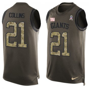 Men's New York Giants #21 Landon Collins Green Salute to Service Hot Pressing Player Name & Number Nike NFL Tank Top Jersey