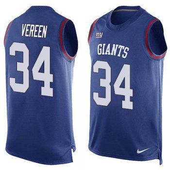 Men's New York Giants #34 Shane Vereen Royal Blue Hot Pressing Player Name & Number Nike NFL Tank Top Jersey