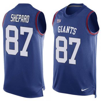 Men's New York Giants #87 Sterling Shepard Royal Blue Hot Pressing Player Name & Number Nike NFL Tank Top Jersey