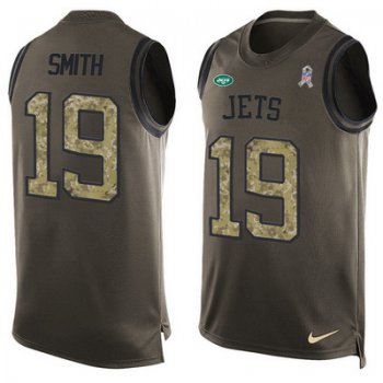 Men's New York Jets #19 Devin Smith Green Salute to Service Hot Pressing Player Name & Number Nike NFL Tank Top Jersey