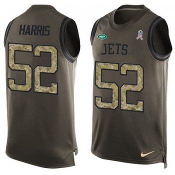 Men's New York Jets #52 David Harris Green Salute to Service Hot Pressing Player Name & Number Nike NFL Tank Top Jersey