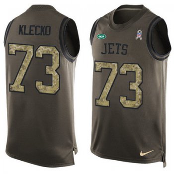 Men's New York Jets #73 Joe Klecko Green Salute to Service Hot Pressing Player Name & Number Nike NFL Tank Top Jersey