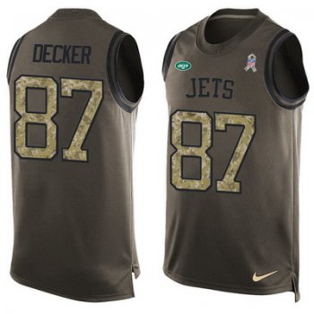 Men's New York Jets #87 Eric Decker Green Salute to Service Hot Pressing Player Name & Number Nike NFL Tank Top Jersey