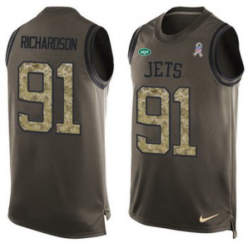 Men's New York Jets #91 Sheldon Richardson Green Salute to Service Hot Pressing Player Name & Number Nike NFL Tank Top Jersey