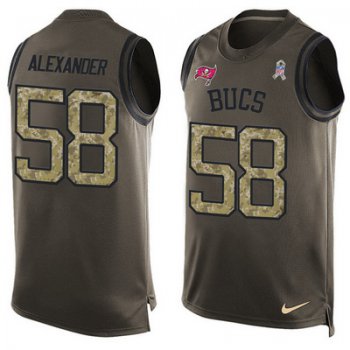 Men's Tampa Bay Buccaneers #58 Kwon Alexander Green Salute to Service Hot Pressing Player Name & Number Nike NFL Tank Top Jersey