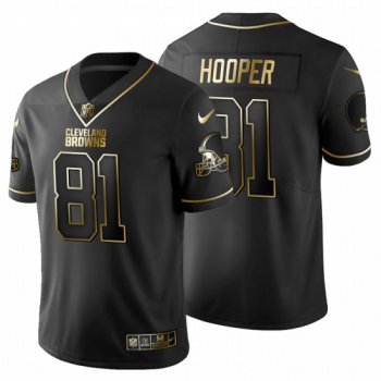 Men's Cleveland Browns #81 Austin Hooper Golden Edition Black Nike Jersey