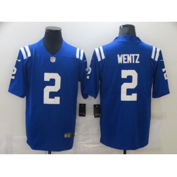 Men's Indianapolis Colts #2 Carson Wentz Royal Blue 2020 Vapor Untouchable Stitched NFL Nike Limited Jersey