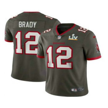 Men's Tampa Bay Buccaneers #12 Tom Brady Grey 2021 Super Bowl LV Vapor Untouchable Stitched Nike Limited NFL Jersey