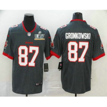 Men's Tampa Bay Buccaneers #87 Rob Gronkowski Grey 2021 Super Bowl LV Stitched Vapor Untouchable Stitched Nike Limited NFL Jersey
