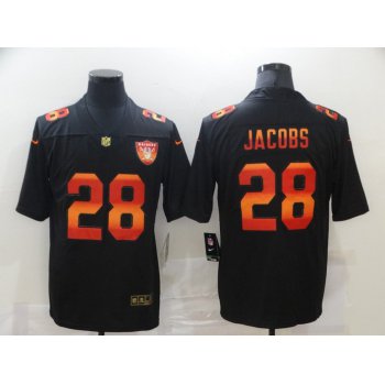 Men's Las Vegas Raiders #28 Josh Jacobs Black Red Orange Stripe Vapor Limited Nike NFL Jersey