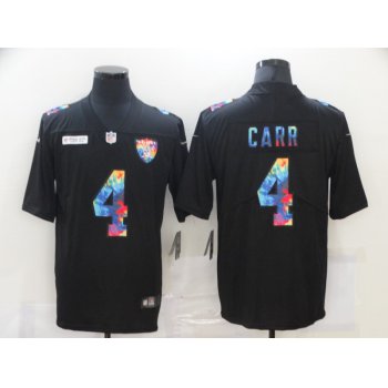 Men's Las Vegas Raiders #4 Derek Carr Multi-Color Black 2020 NFL Crucial Catch Vapor Untouchable Nike Limited Jersey