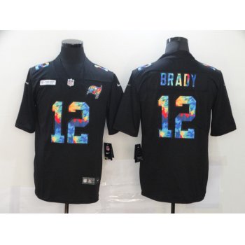 Men's Tampa Bay Buccaneers #12 Tom Brady Multi-Color Black 2020 NFL Crucial Catch Vapor Untouchable Nike Limited Jersey