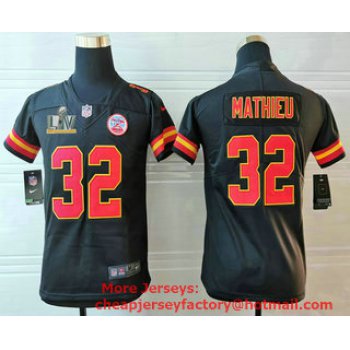 Youth Kansas City Chiefs #32 Tyrann Mathieu Black 2021 Super Bowl LV Vapor Untouchable Stitched Nike Limited NFL Jersey