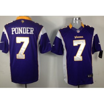 Nike Minnesota Vikings #7 Christian Ponder Purple Limited Jersey