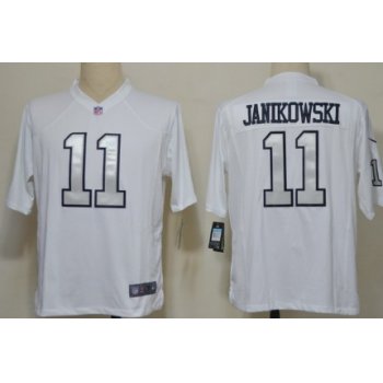 Nike Oakland Raiders #11 Sebastian Janikowski White With Silvery Game Jersey
