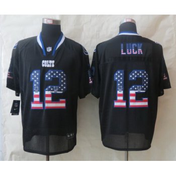 Nike Indianapolis Colts #12 Andrew Luck 2014 USA Flag Fashion Black Elite Jersey