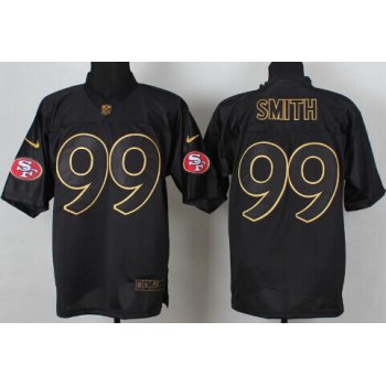 Nike San Francisco 49ers #99 Aldon Smith 2014 All Black/Gold Elite Jersey