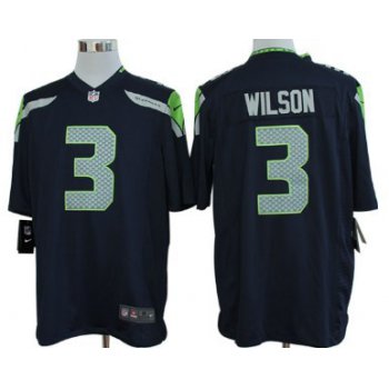 Nike Seattle Seahawks #3 Russell Wilson Navy Blue Game Jersey