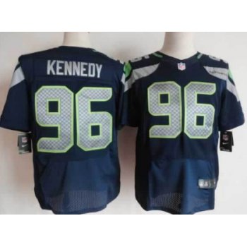 Nike Seattle Seahawks #96 Cortez Kennedy Navy Blue Elite Jersey