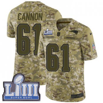 #61 Limited Marcus Cannon Camo Nike NFL Youth Jersey New England Patriots 2018 Salute to Service Super Bowl LIII Bound