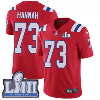 #73 Limited John Hannah Red Nike NFL Alternate Youth Jersey New England Patriots Vapor Untouchable Super Bowl LIII Bound