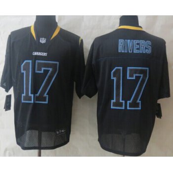 Nike San Diego Chargers #17 Philip Rivers Lights Out Black Elite Jersey