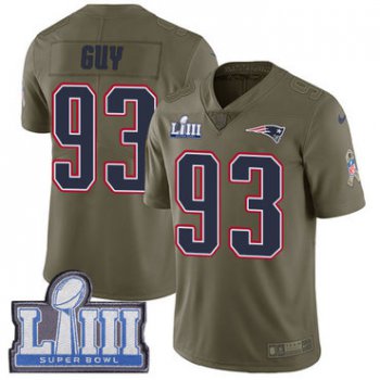 #93 Limited Lawrence Guy Olive Nike NFL Youth Jersey New England Patriots 2017 Salute to Service Super Bowl LIII Bound