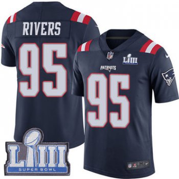 #95 Limited Derek Rivers Navy Blue Nike NFL Youth Jersey New England Patriots Rush Vapor Untouchable Super Bowl LIII Bound