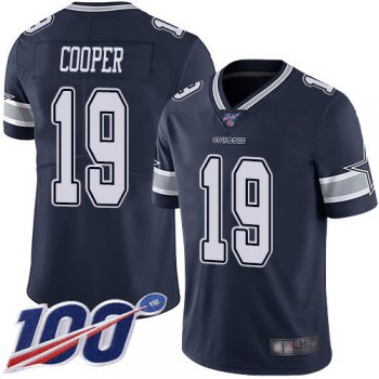 Cowboys #19 Amari Cooper Navy Blue Team Color Men's Stitched Football 100th Season Vapor Limited Jersey