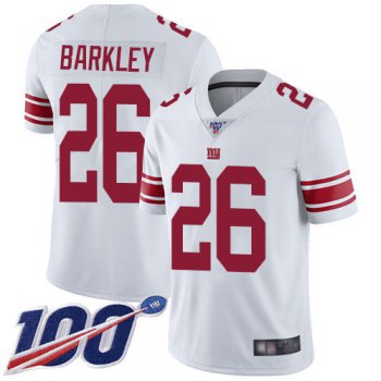 Giants #26 Saquon Barkley White Men's Stitched Football 100th Season Vapor Limited Jersey