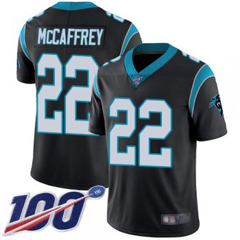 Panthers #22 Christian McCaffrey Black Team Color Men's Stitched Football 100th Season Vapor Limited Jersey