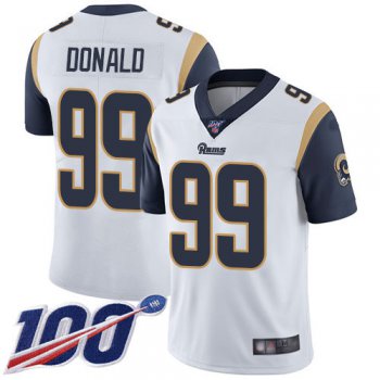 Rams #99 Aaron Donald White Men's Stitched Football 100th Season Vapor Limited Jersey