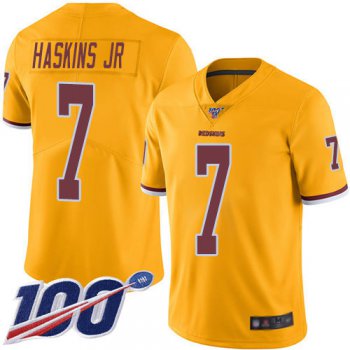 Redskins #7 Dwayne Haskins Jr Gold Men's Stitched Football Limited Rush 100th Season Jersey