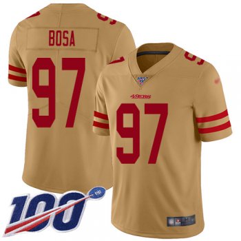 49ers #97 Nick Bosa Gold Men's Stitched Football Limited Inverted Legend 100th Season Jersey