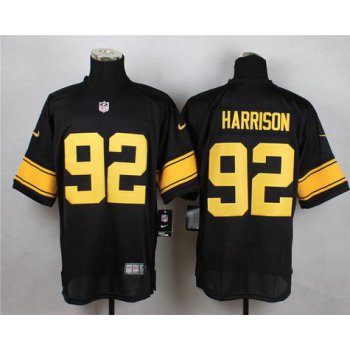 Men's Pittsburgh Steelers #92 James Harrison Black With Yellow Nike NFL Elite Jersey