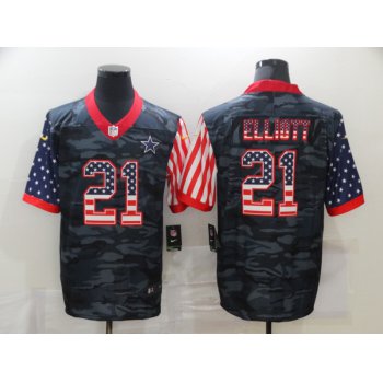 Men's Dallas Cowboys #21 Ezekiel Elliott USA Camo 2020 Salute To Service Stitched NFL Nike Limited Jersey