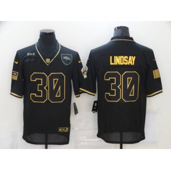 Men's Denver Broncos #30 Phillip Lindsay Black Gold 2020 Salute To Service Stitched NFL Nike Limited Jersey