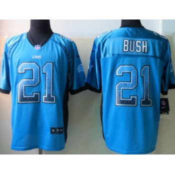 Nike Detroit Lions #21 Reggie Bush Drift Fashion Blue Elite Jersey