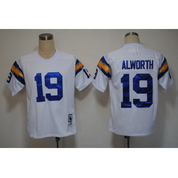 San Diego Chargers #19 Lance Alworth White Throwback Jersey