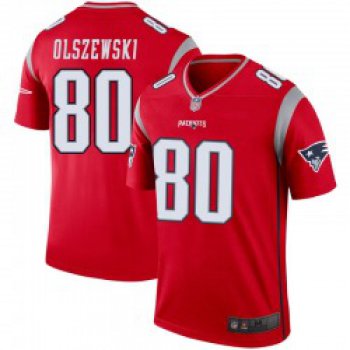 Men's New England Patriots #80 Gunner Olszewski Legend Red Inverted Jersey
