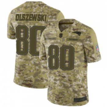 Men's New England Patriots #80 Gunner Olszewski Limited Camo 2018 Salute to Service Jersey