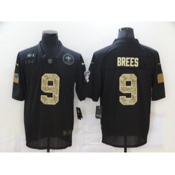 Men's New Orleans Saints #9 Drew Brees Black Camo 2020 Salute To Service Stitched NFL Nike Limited Jersey