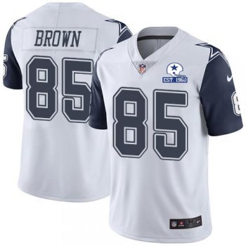 Nike Cowboys #85 Noah Brown White Men's Stitched With Established In 1960 Patch NFL Limited Rush Jersey