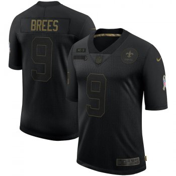 Nike Saints 9 Drew Brees Black 2020 Salute To Service Limited Jersey