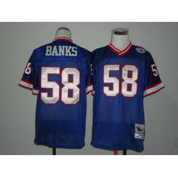 New York Giants #58 Carl Banks Blue Throwback Jersey
